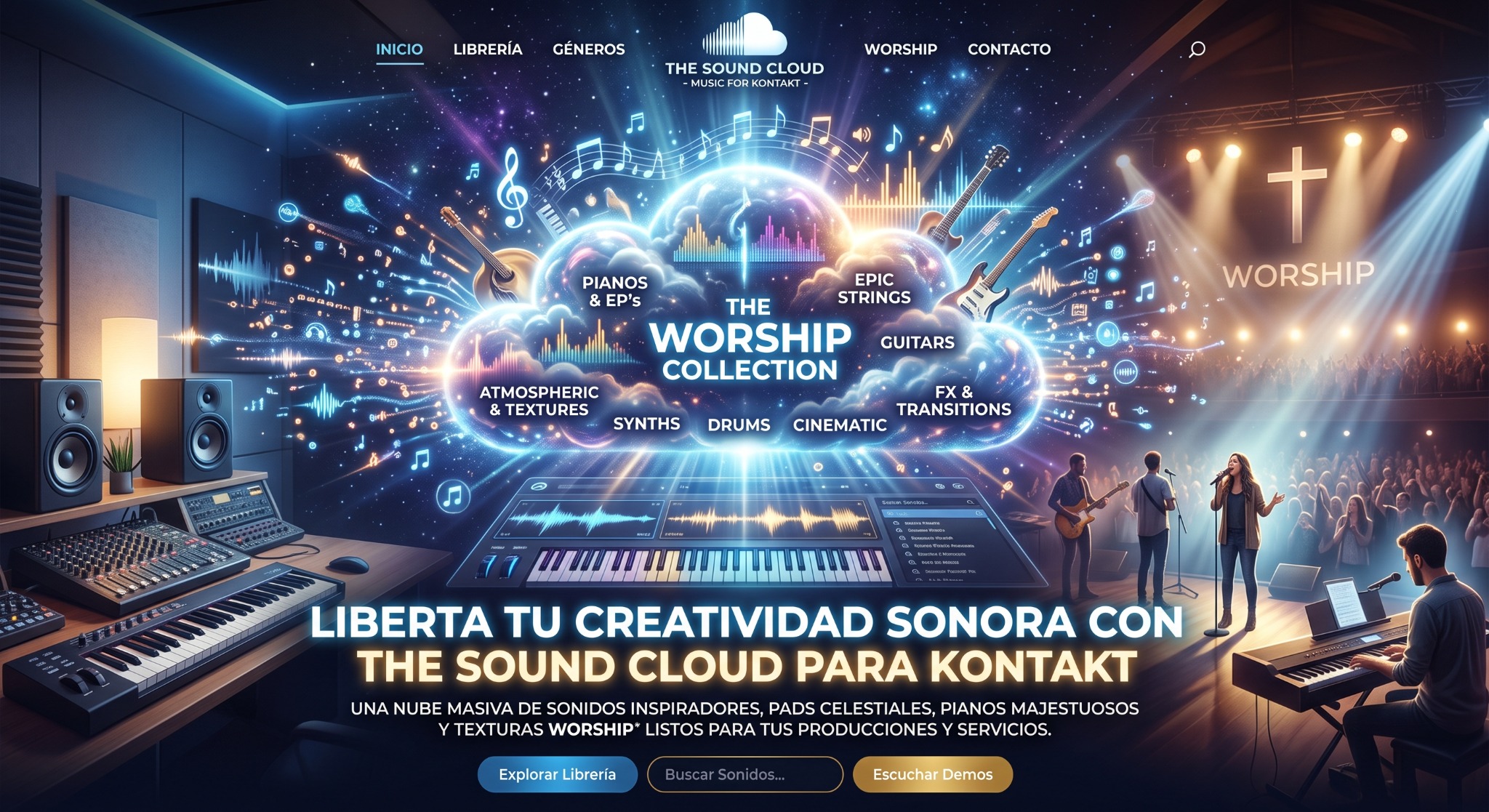 Nube de sonidos para Kontakt y colección Worship